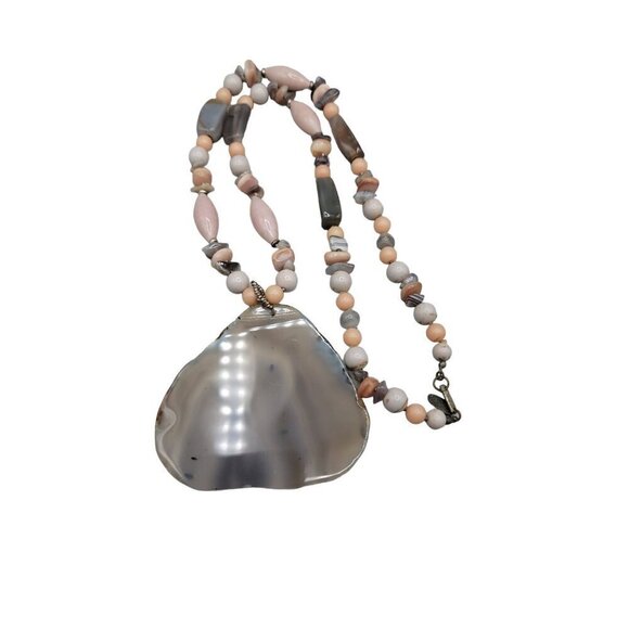 Miriam Haskell Large Chunky Statement Pendant Necklace Semi-Precious Stones 28" - Picture 3 of 16